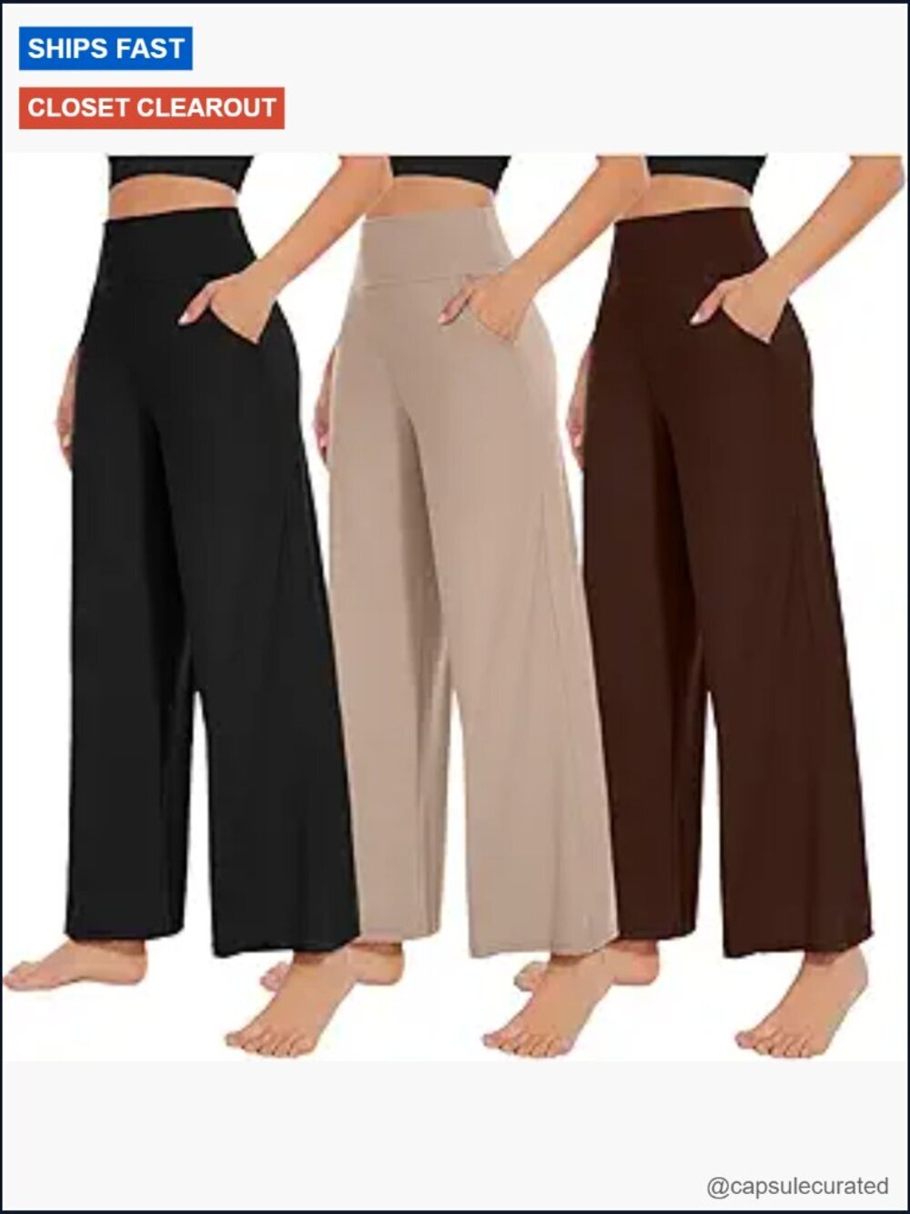 3 Pack Wide Leg Pants with Pockets High Waist Loose Sweatpants Lounge Yoga